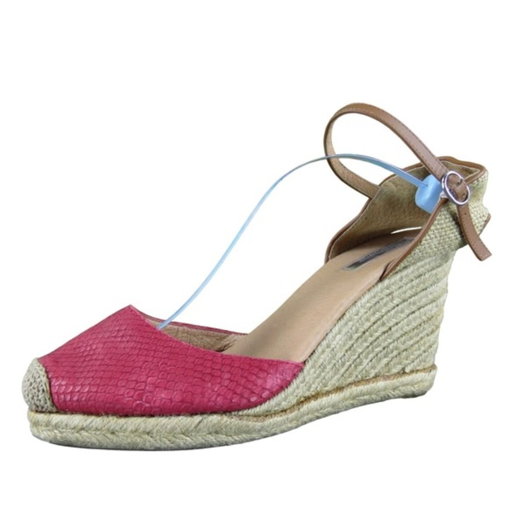 Halogen Women's Red Leather Espadrille Wedge Heels Size 8M